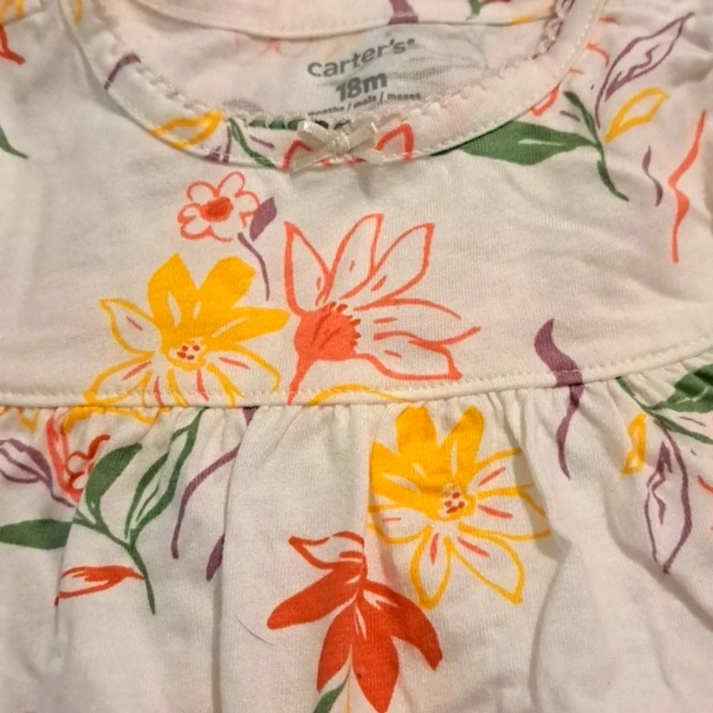 Carter's Floral and Striped Butterfly Girl Onesies Set of 2, 3-Snaps, 18 mos